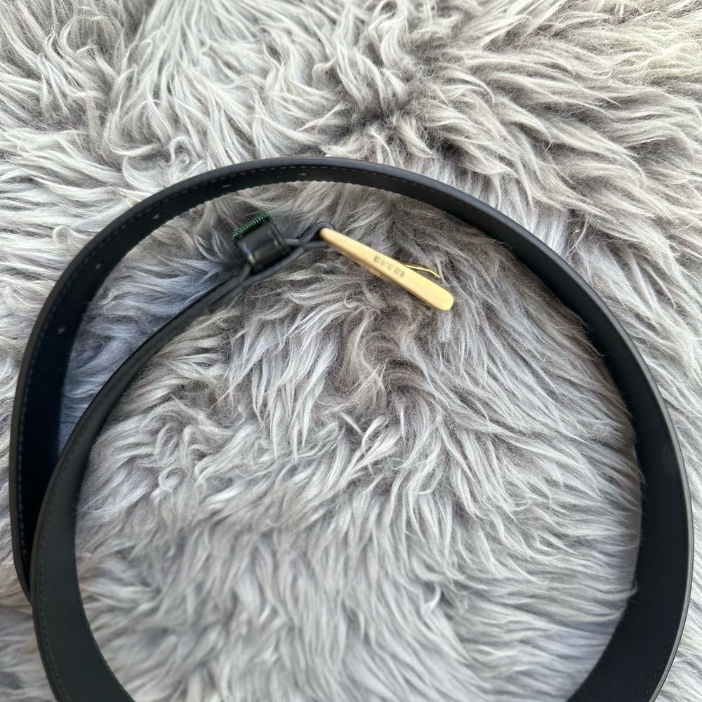 GUCCI leather belt with web - Picture 3 of 4